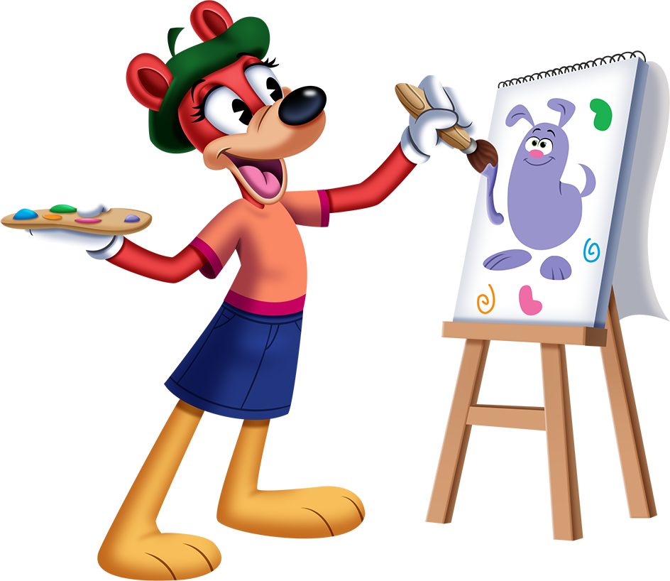 A bear creating a painting.