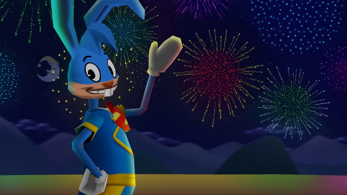 Riggy Marole poses in front of the Cartoonival fireworks.