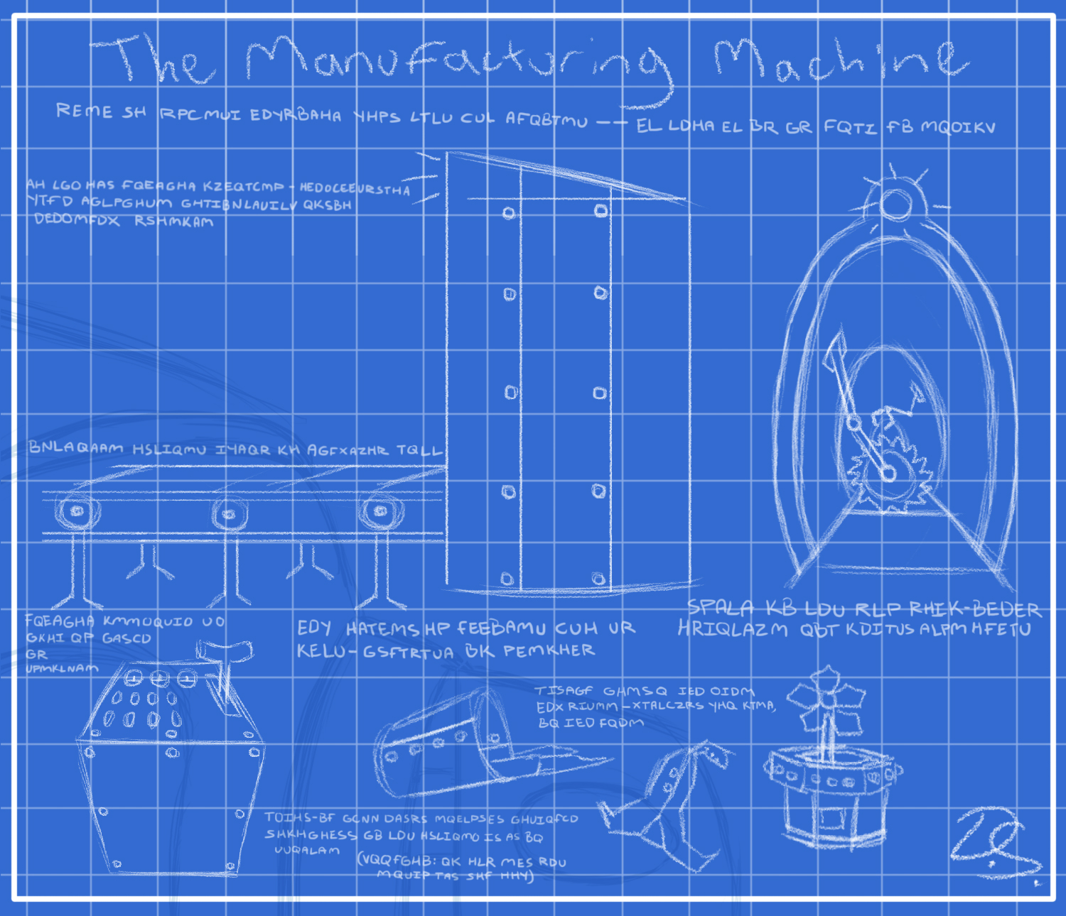 Doctor Surlee's encrypted The Manufacturing Machine blueprint.