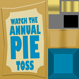 The "Pie Toss" sign texture for ToonFest at Home.