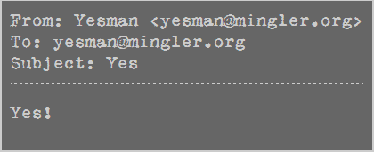 Yesman's Minglermail memo #2