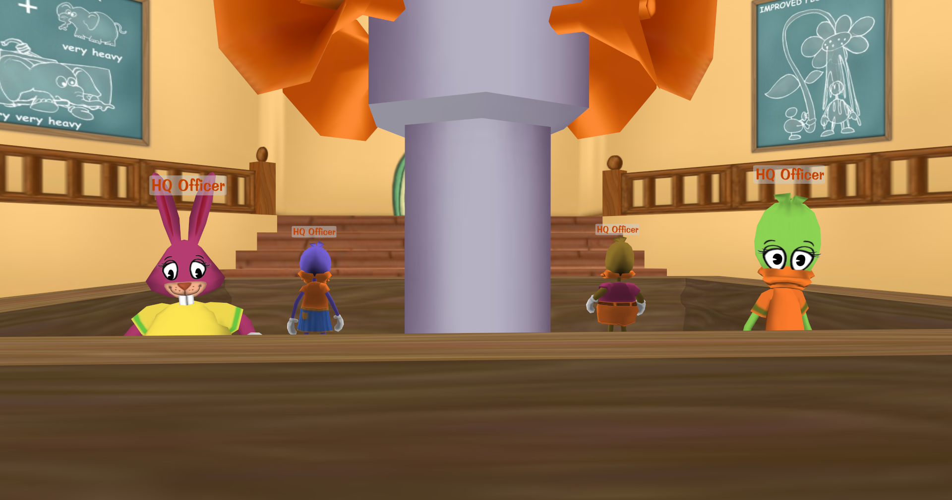 HQ Officers inside Toon Headquarters in Minnie's Melodyland (back door).