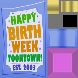 The "Anniversary" sign texture for Toontown Online's anniversary.