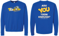 Front and back of the Toon Enough crewneck shirt.