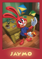 Front cover of the trading card for Jaymo.[notes 1]