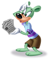 A bear holding papers while being confused.