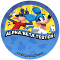 Alpha and Beta tester celebratory button from ToonFest Orlando.