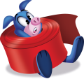 A pig trapped in red tape.