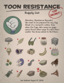 The Toon Resistance's supply list.[21]