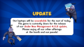 TV graphic regarding the Under New Management update during ToonFest: The Great Fanfair.