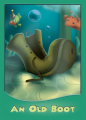Front cover of the trading card for an old boot.