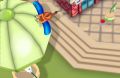 Slappy's hot air balloon with Flippy's airplane on top.