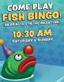 Table sign regarding Fish Bingo.