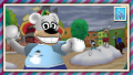 Paula Behr and two Polar Bears playing in the snow on Tutorial Terrace.