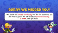 TV graphic regarding booth closure during ToonFest Orlando.