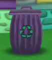 A trashcan in Daisy Gardens.