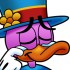 Discord emoji of a duck with happy tears.