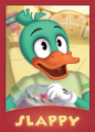 Front cover of the trading card for Slappy.