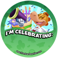 "I'm Celebrating" celebratory button from ToonFest Orlando.