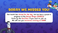TV graphic regarding booth closure and a panel on Saturday during ToonFest Orlando.