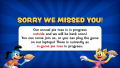 TV graphic regarding the pie toss during ToonFest: The Great Fanfair.