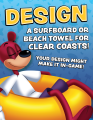 Table sign regarding surfboards and beach towels for Clear Coasts during ToonFest Orlando.