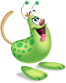 A happy green doodle.