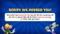 TV graphic regarding booth closure during ToonFest: The Great Fanfair.