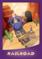 Front cover of the trading card for Railroad.