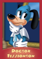 Front cover of the trading card for Doctor Fissionton as his original self.
