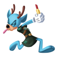 A deer holding a Lipstick.