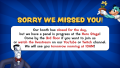 TV graphic regarding booth closure and a panel during ToonFest: The Great Fanfair.