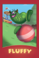 Front cover of the trading card for Fluffy.