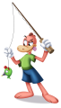 A crocodile catching the Clown Fish.