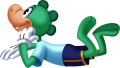 A crocodile sitting.